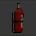 Red Fire Extinguisher With Gold Valve Silver Nozzle And Black Bracket 3d model