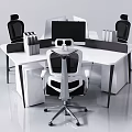Modern Office Desk Setup With Computer Monitor Office Chairs And File Organizers