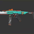 Turquoise And Orange Submachine Gun With Tactical Scope Grip And VC98 Design