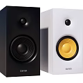 EDIFIER Black And White Speakers With Yellow Accent And Modern Design