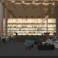 Modern Luxury Hotel Public Lounge Area With Cozy Sofas Stylish Bar And Warm Ambient Lighting