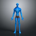 Blue Humanoid Creature Character With Slender Limbs Striped Patterns Brown Loincloth And Tail 3d model