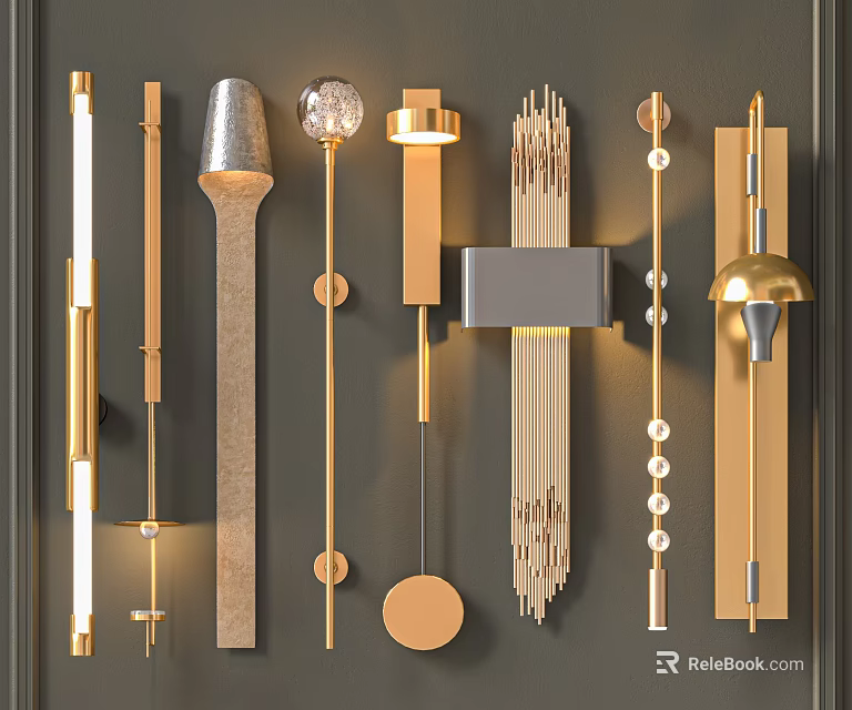 Modern Contemporary Wall Lamps With Various Gold Gray Metal And Crystal Designs For Interior Decor 3d model 