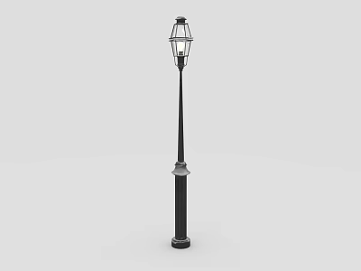 Vintage Outdoor Light With Black Metal Pole And Glass Lantern Shade Design 3d model