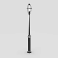 Vintage Outdoor Light With Black Metal Pole And Glass Lantern Shade Design