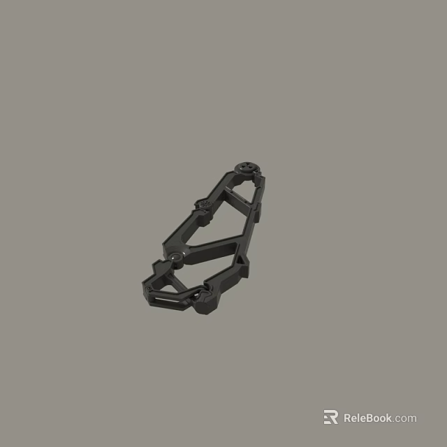 Durable Black Metal Mechanical Part With Frame Structure And Connector Design 3d model