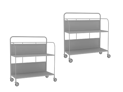Gray Three Tier Utility Carts With Metal Frames And Rolling Wheels 3d model