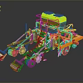 Yellow Farm Seeder Machinery With Multiple Wheels And Top Fertilizer Tank
