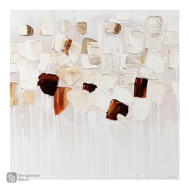 Modern Picture Frame With Abstract White And Brown Textured Art Design 3d model 