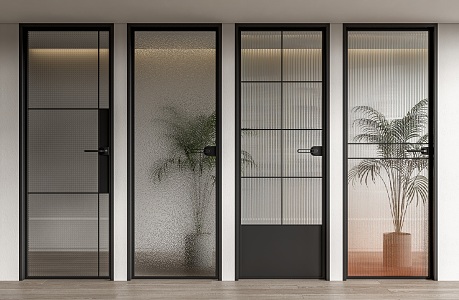 Modern swing door glass single door Changhong glass frosted glass 3d model