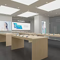 Modern HUAWEI Digital Store with Smartphones on Display Tables and Shelves for Electronic Devices