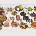Assorted Fresh Fruits Displayed In Different Plates Bowls With Sliced Pieces And Juice Jug
