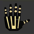 Game Movie Character Black Gold Gauntlet With Decorative Stripes And Golden Emblem Design