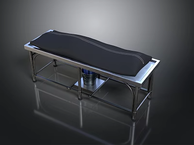 Sturdy Metal Frame Massage Table With Black Padded Top And Lower Storage Shelf 3d model
