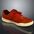 Red Casual Leather Shoes with Classic Laces and Light Colored Sole for Retro Style Look