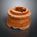 Hand Carved Terracotta Sculpture With Textured Surface And Circular Layered Design