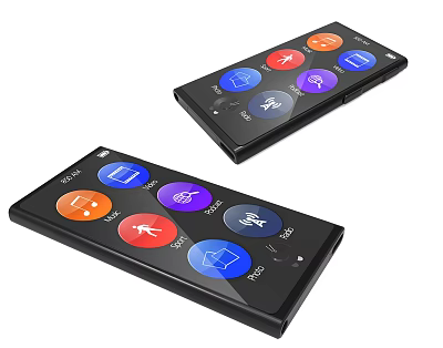 Headphone Speaker Remote Control With Black Design And Colorful Music Microphone Icons 3d model