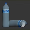 Transparent Mineral Water Bottles One Standing One Lying With Blue Label And Loose Cap
