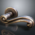 Elegant Vintage Brass Furniture Door Handle With Curved Scroll Design
