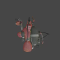 Red Robot Game Movie Character With Metallic Structure Glowing Details And Slender Limbs