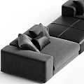 Modern Gray Upholstered Sectional Sofa With Plush Pillows And Modular Design 3d model