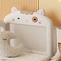 Cute Cartoon Bedroom Children's Stitching Bed Cream Style Crib 3d model