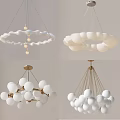 Contemporary Modern Chandeliers With White Spherical Glass Shades And Circular Metal Frames