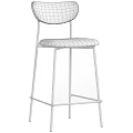 Modern Nordic Bar Stool Chair With Black Metal Frame Wood Backrest And Soft Cushioned Seat