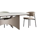 Minimalist Modern Dining Table Set With Marble Top Upholstered Chairs And Metal Legs