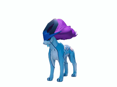 Blue Plush Fantasy Creature Doll With Purple Mane And Horns Design 3d model