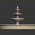 Multi Tiered Circular Stone Fountain With Decorative Carved Base And Ornate Design