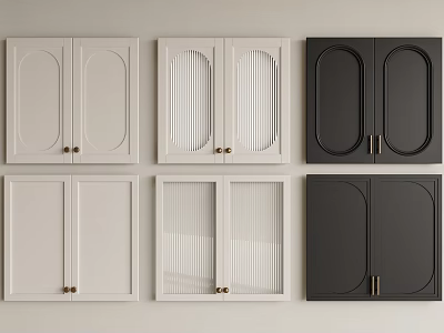 Different Design Wardrobe Doors In White And Black With Various Panel Styles 3d model