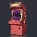 Red Arcade Game Machine With Maze Game Screen Control Panel And Top ARCADE Sign 3d model