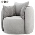 Light Gray Single Sofa With Chevron Pattern Linen Pillows And Modern Design 3d model