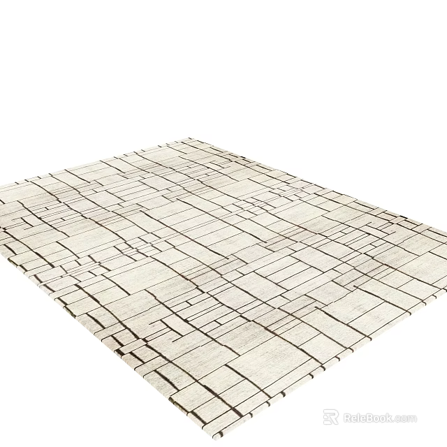 Square Carpet With Neutral Beige Color And Geometric Interlaced Lines Design 3d model 