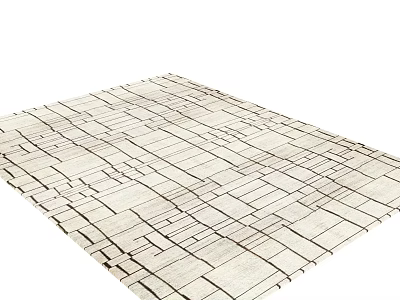 Square Carpet With Neutral Beige Color And Geometric Interlaced Lines Design 3d model