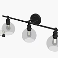 Vintage Style Wall Lamps With Spherical Glass Shades And Metal Brackets