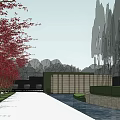 Modern Sales Office Building Architectural Design With Courtyard Greenery And Water Features