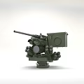 Military Green Heavy Duty Automatic Cannon Weapon With Long Barrel And Mechanical Mount