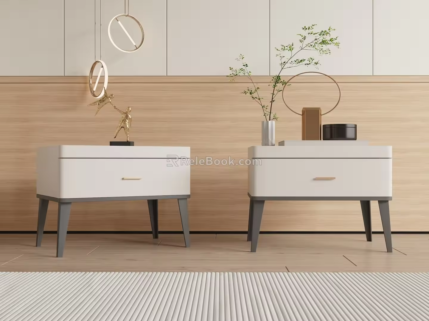 Modern Simple Bedside Table 3d model