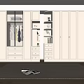 Modern White Wardrobe Interior Design With Glass Door Drawer Cabinet And Shelves