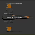 Detailed Orange And Black Starfighter Spaceship Model With Aerodynamic Wings For Space Exploration