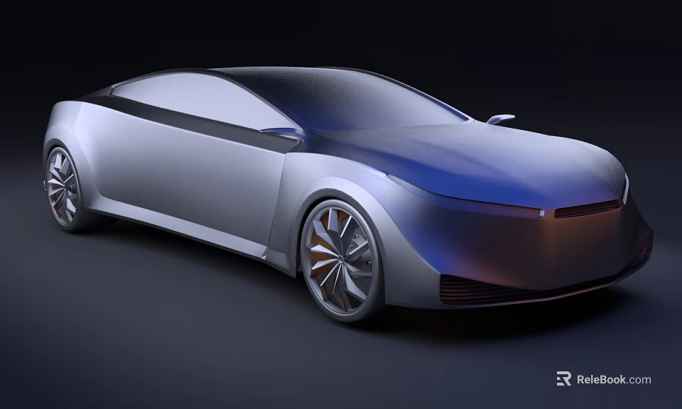 Silver Sports Car With Sleek Body Design And Unique Wheel Rims In Modern Futuristic Style 3d model 
