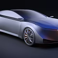 Silver Sports Car With Sleek Body Design And Unique Wheel Rims In Modern Futuristic Style