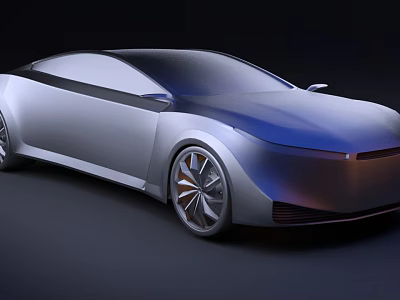 Silver Sports Car With Sleek Body Design And Unique Wheel Rims In Modern Futuristic Style 3d model