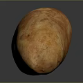 Single Fresh Orange Potato with Natural Rough Skin Texture on Dark Background