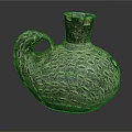 Ancient Style Hand Carved Stone Sculpture Vase With Textured Surface And Handle