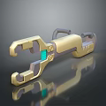 Golden Mechanical Sci Fi Weapon With Blue Glowing Core Design