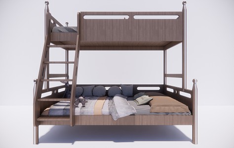 Modern Bed and Bed Solid Wood Children's Bed and Bed 3d model