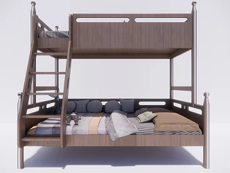 Modern Bed and Bed Solid Wood Children's Bed and Bed 3d model